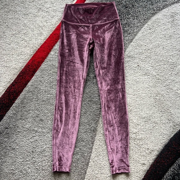 Lululemon Athletica Burgundy Velvet Leggings - Picture 1 of 4